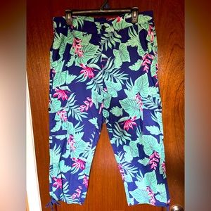 Brand New Without Tags Floral Beach Vacation Cargo Pants Size 14 Large